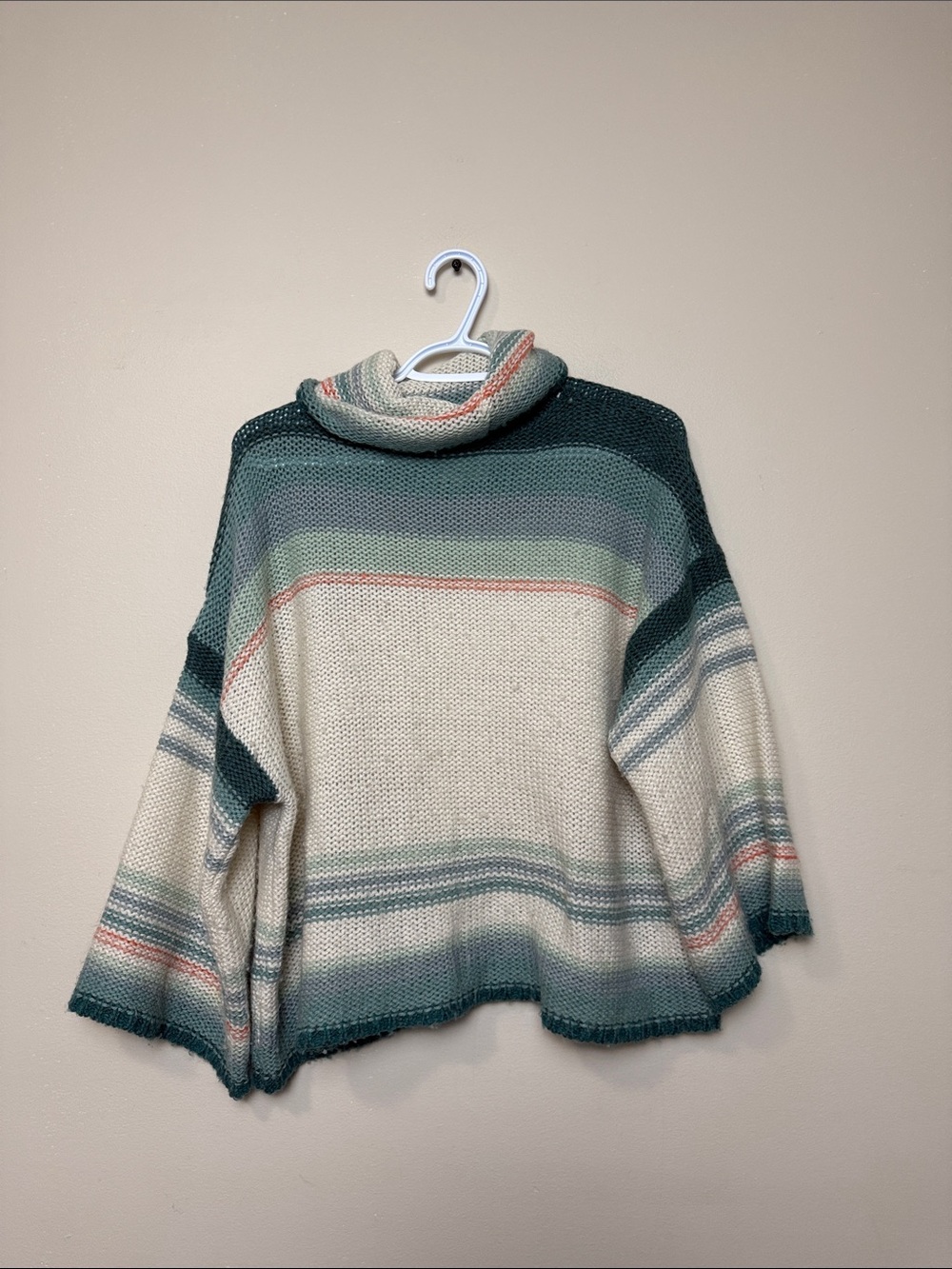 By Anthropologie Cozy Striped Turtleneck oversized Sweater size S